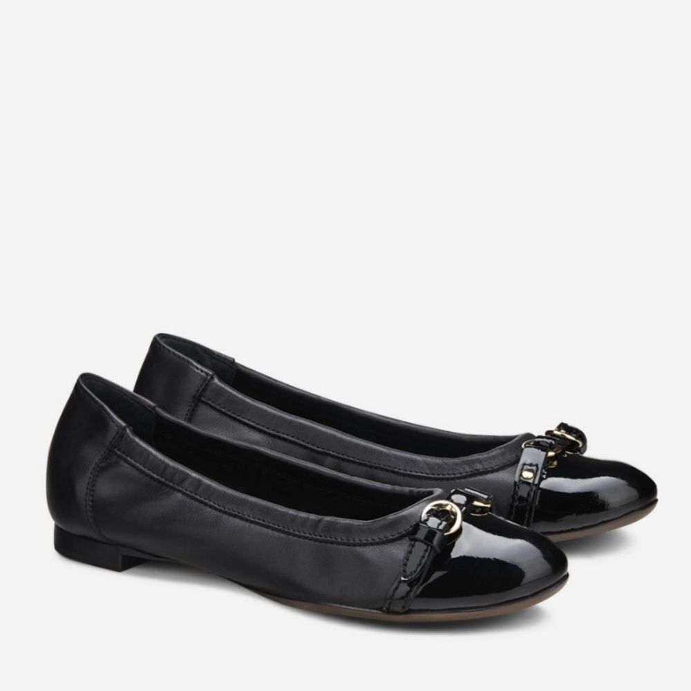 AGL Monika Cap Toe Leather Ballet Flats In Black Size 36 Or 6